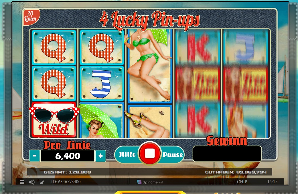 4 Lucky PinUps Slotmachine beim Drehen